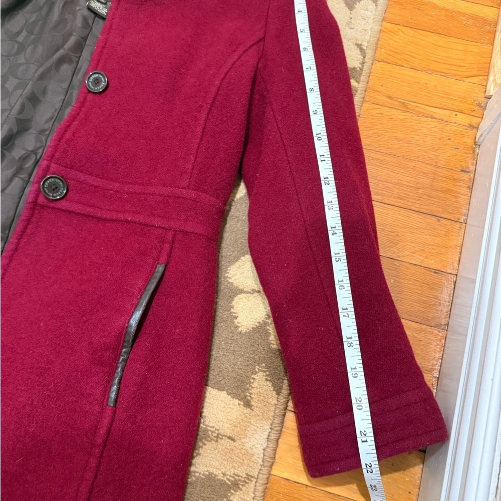 Coach Burgundy Trench Coat with Black Accents - Picture 8 of 9